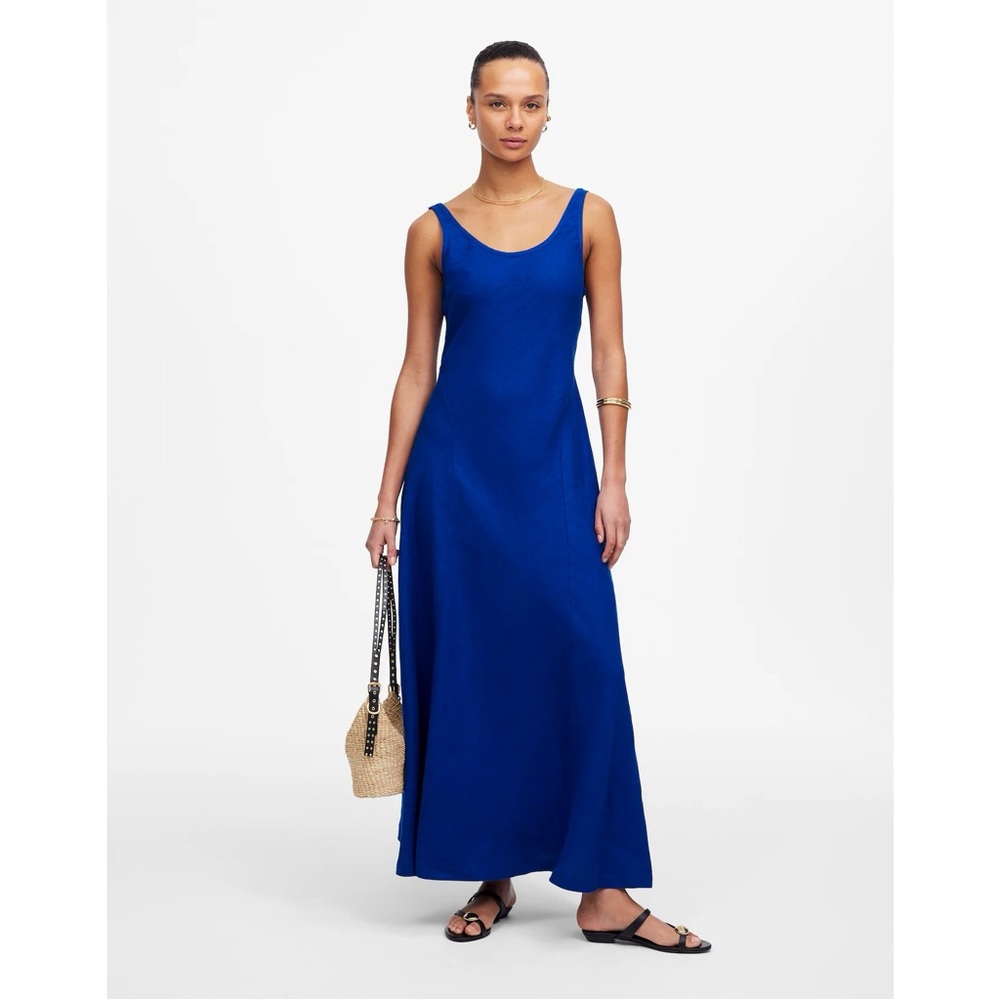 Madewell Scoopneck Sleeveless Linen Maxi Dress - Bright Sapphire - New with Tags